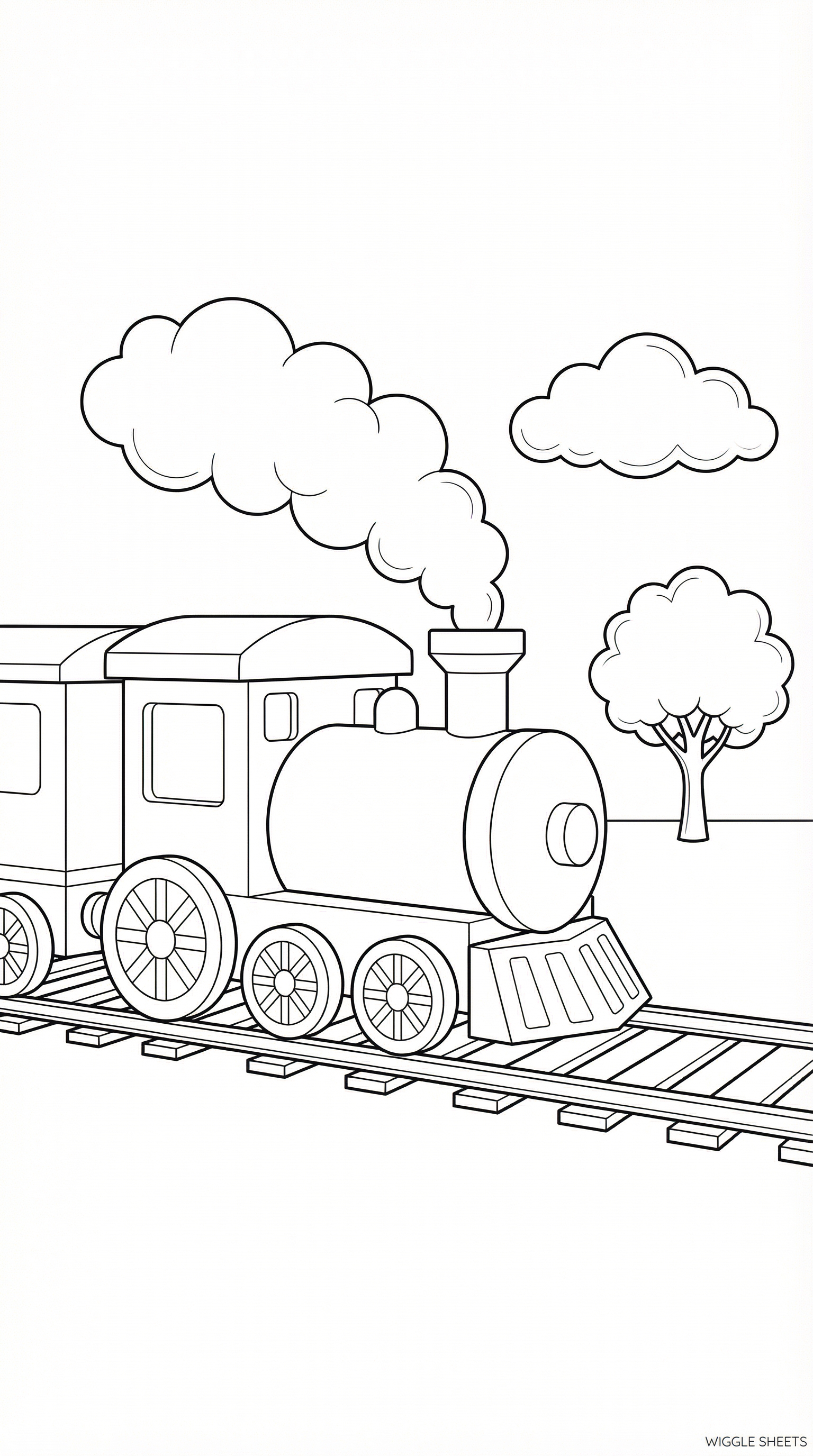 Cute Steam Train Coloring Page